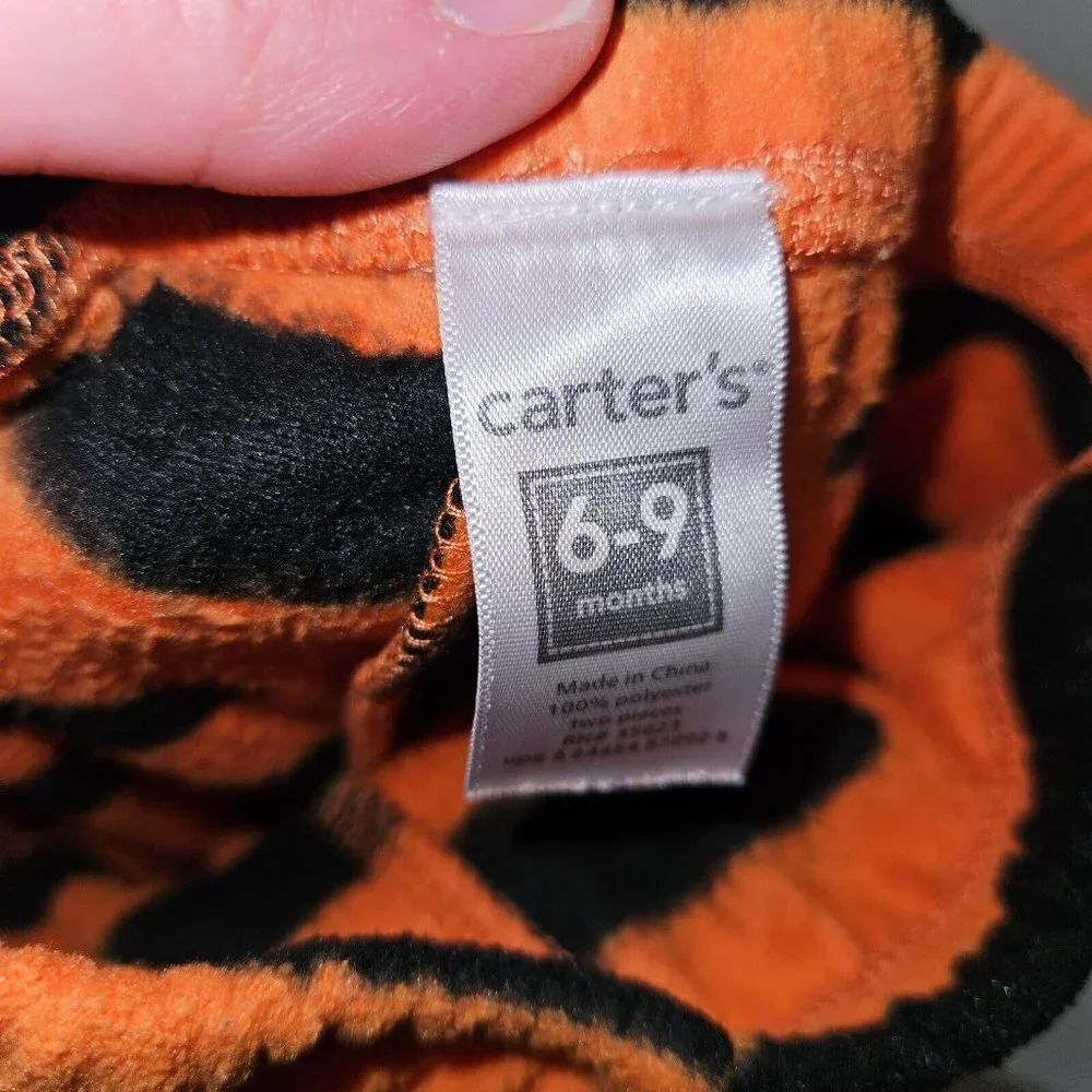Carter's Orange Tiger Halloween Costume Baby 3-6 Months Jacket 6-9 Months Pants